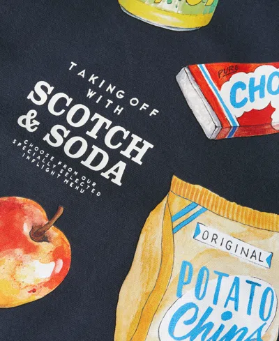 Scotch & Soda Boys Toddler 4t-7t Long Sleeve Graphic Fleece Hoodie In Blue