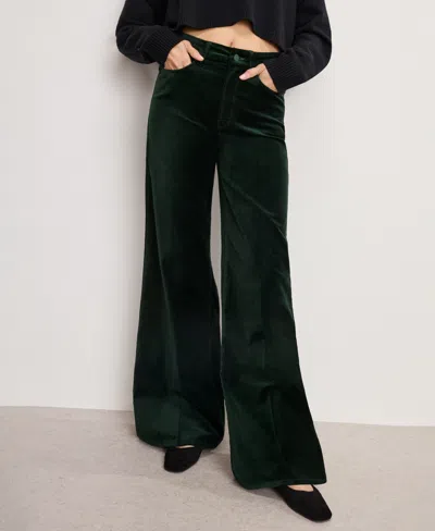 Good American Womens Pine Green003 Good Waist Palazzo Velvet Stretch-cotton Blend Trousers In Green