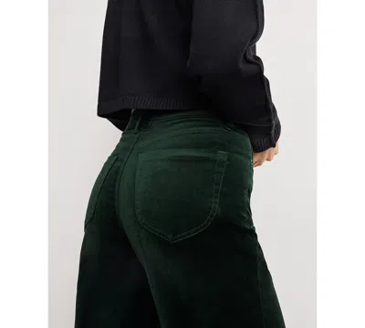 Good American Womens Pine Green003 Good Waist Palazzo Velvet Stretch-cotton Blend Trousers In Green