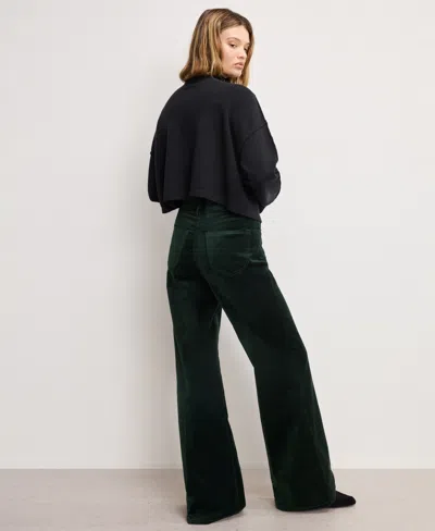 Good American Womens Pine Green003 Good Waist Palazzo Velvet Stretch-cotton Blend Trousers In Green