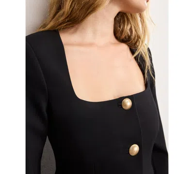 Good American Womens Black001 Sculpted Square-neck Stretch-woven Blazer In Black