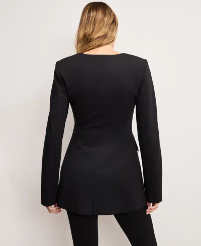 Good American Womens Black001 Sculpted Square-neck Stretch-woven Blazer In Black