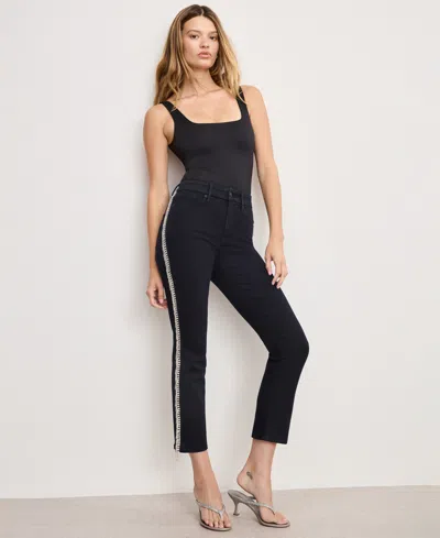 Good American Rhinestone-embellished Good Legs Jeans In Black