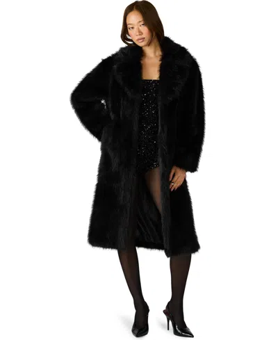 Steve Madden Larkin Faux Fur Coat In Black