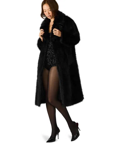 Steve Madden Larkin Faux Fur Coat In Black