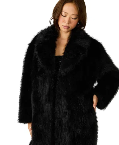 Steve Madden Larkin Faux Fur Coat In Black