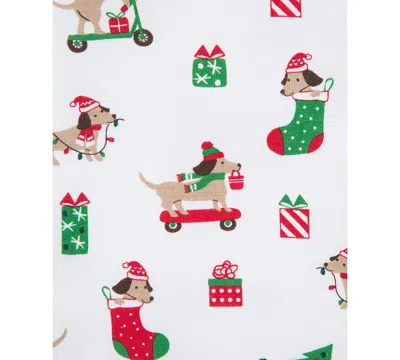 Little Me Baby Puppy-print Holiday Pajama Top & Pants, 2 Piece Set In White