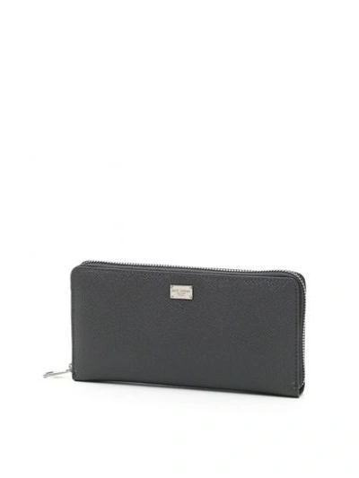 Shop Dolce & Gabbana Dauphine Calfskin Wallet In Canna Di Fucile|grigio