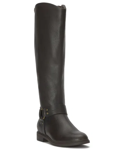 Lucky Brand Women's Hamila Buckle Round Toe Knee High Riding Boots In Black