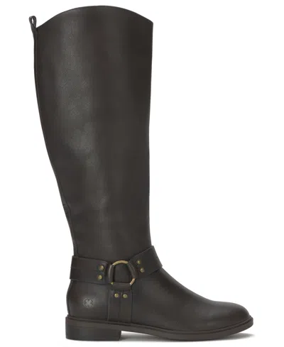 Lucky Brand Women's Hamila Buckle Round Toe Knee High Riding Boots In Black