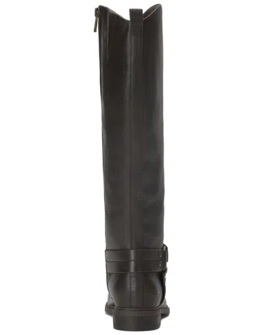Lucky Brand Women's Hamila Buckle Round Toe Knee High Riding Boots In Black