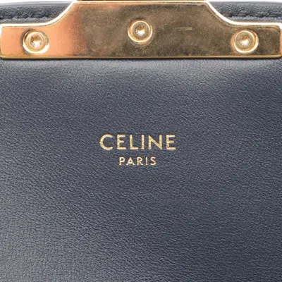 Pre-owned Celine Beige Navy Canvas Leather Shoulder Bag () In Multi