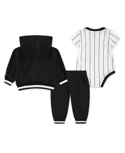 Jordan Baby Boys 3-piece Jersey Full-zip Hoodie, Bodysuit And Pants Set In Black