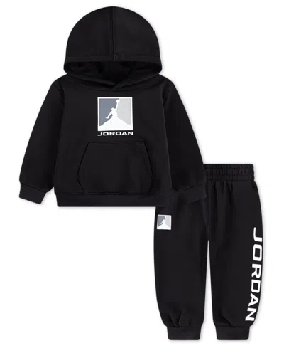 Jordan Baby Boys 2-piece Long-sleeves Essentials Baseline Hoodie And Pants Set In Black