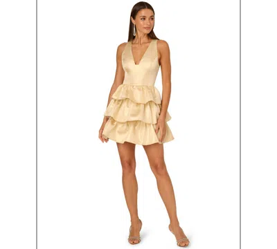 Adrianna Women's Metallic Jacquard Mini Dress In Neutral