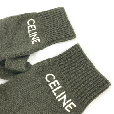 Pre-owned Celine Khaki White Wool Warm Gloves ()