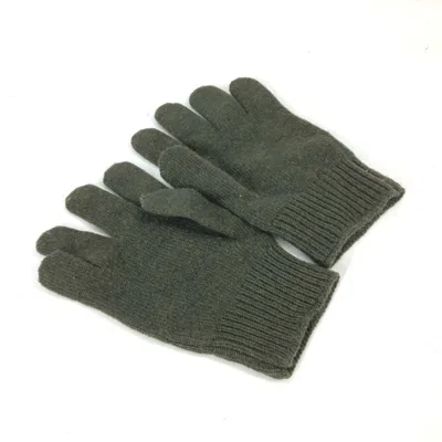 Pre-owned Celine Khaki White Wool Warm Gloves ()