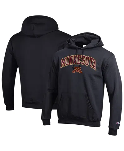 Champion Men's Black Minnesota Golden Gophers Arched Logo Fleece Pullover Hoodie In Black