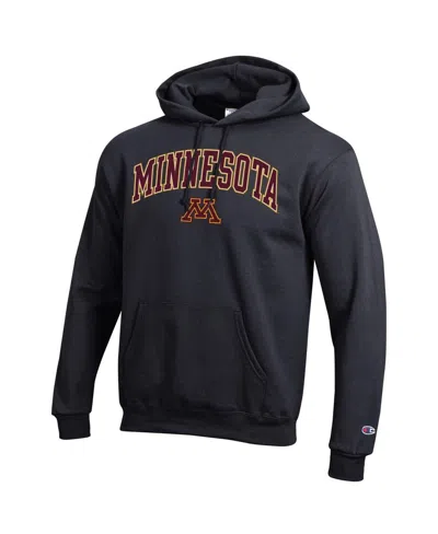 Champion Men's Black Minnesota Golden Gophers Arched Logo Fleece Pullover Hoodie In Black