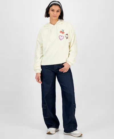 Grayson Threads, The Label Juniors' Embossed Sherpa Hoodie In White