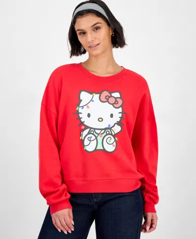 Grayson Threads, The Label Juniors' Hello Kitty Christmas Lights Sweatshirt In Red