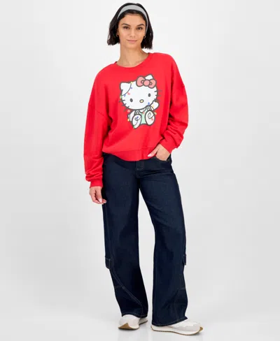 Grayson Threads, The Label Juniors' Hello Kitty Christmas Lights Sweatshirt In Red