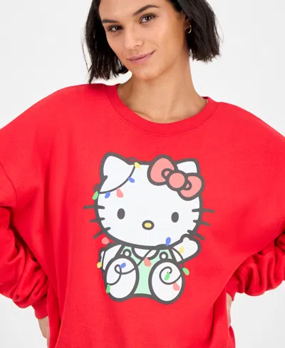 Grayson Threads, The Label Juniors' Hello Kitty Christmas Lights Sweatshirt In Red