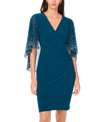 Msk Women's Side Drape Overlay Pull-on Dress In Blue