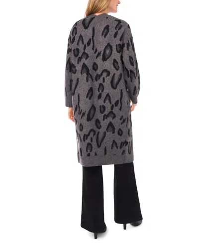 Vince Camuto Open Front Animal Print Cardigan In Gray