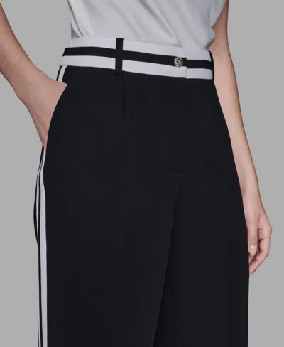 Karl Lagerfeld Women's High-rise Contrast Band Pants In Black