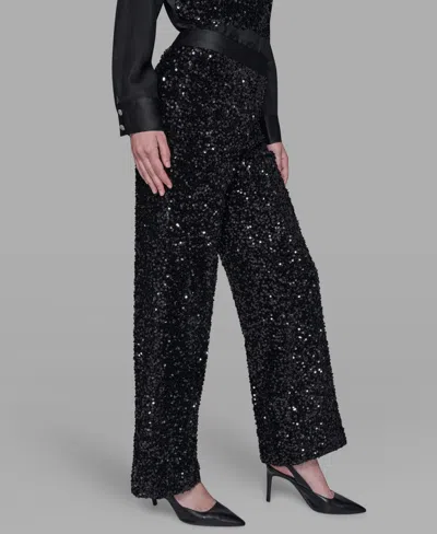 Karl Lagerfeld Sequin Jersey Pants In Black