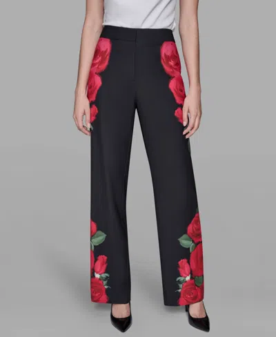 Karl Lagerfeld Rose Pants In Black