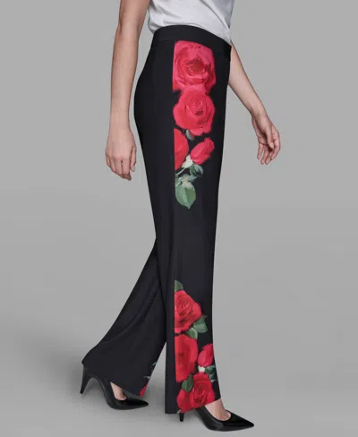 Karl Lagerfeld Rose Pants In Black
