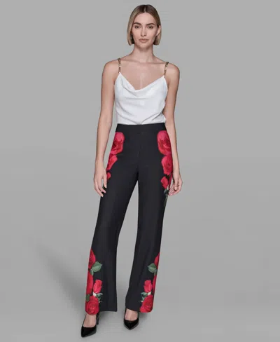 Karl Lagerfeld Rose Pants In Black