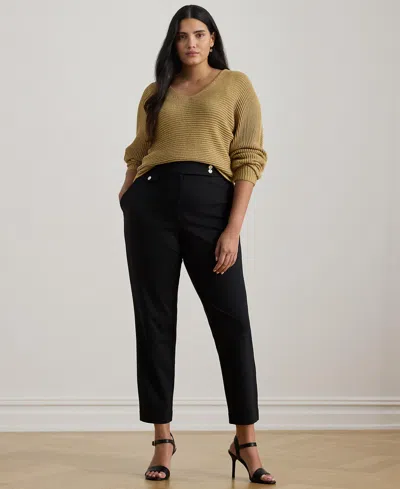 Ralph Lauren Plus Size Ponte Ankle Pant In Black