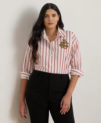 Ralph Lauren Womens Relaxed Fit Striped Shirt P Xs Xxl In Neutral