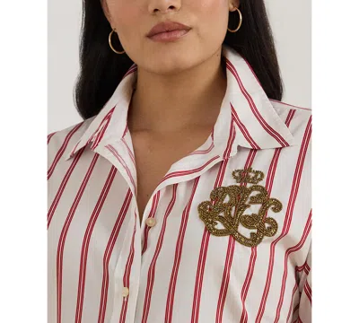 Ralph Lauren Womens Relaxed Fit Striped Shirt P Xs Xxl In Neutral