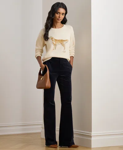 Ralph Lauren Petite Intarsia-knit Crewneck Sweater In Neutral