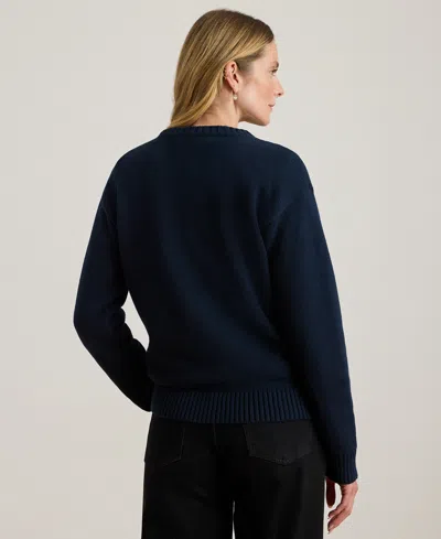Ralph Lauren Petite Intarsia-knit Crewneck Sweater In Blue