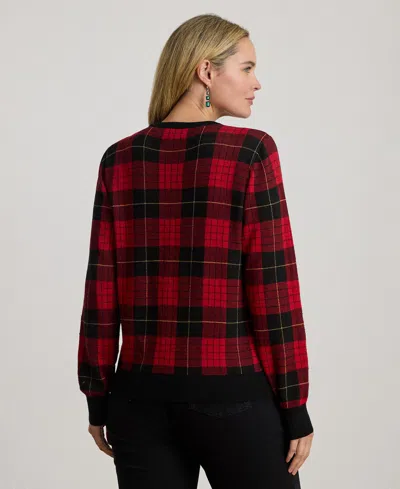 Ralph Lauren Womens Plaid Cotton Blend Sweater P Xs Xxl In Red