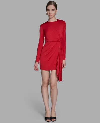 Bcbg Women's Side Knot Long Sleeves Sheath Dress In Red