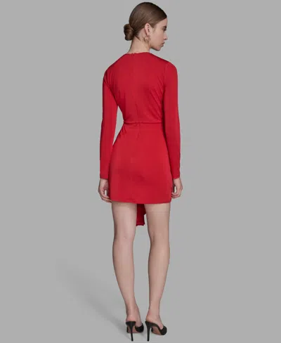 Bcbg Women's Side Knot Long Sleeves Sheath Dress In Red