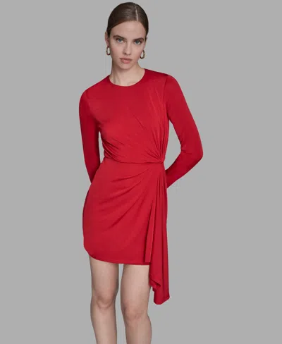 Bcbg Women's Side Knot Long Sleeves Sheath Dress In Red