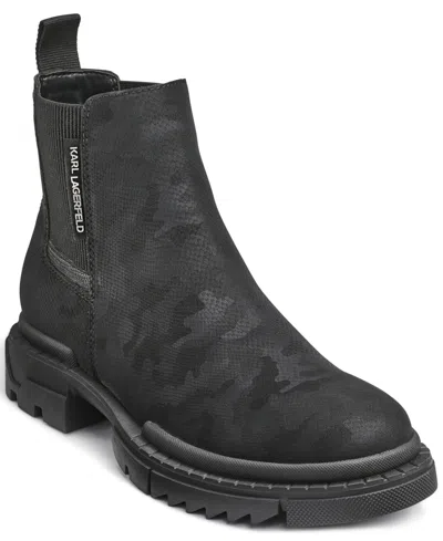 Karl Lagerfeld Men's Camo Chelsea Boots In Black