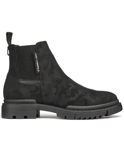 Karl Lagerfeld Men's Camo Chelsea Boots In Black