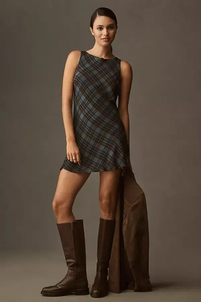 Reformation Womens Dale Plaid-check Woven Mini Dress Slate Plaid In Multi