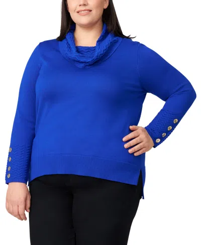 Melissa Paige Plus Size Ribbed-hem Cowl-neck Sweater In Blue