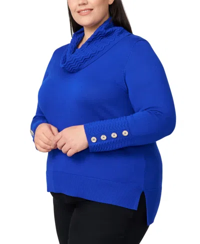 Melissa Paige Plus Size Ribbed-hem Cowl-neck Sweater In Blue