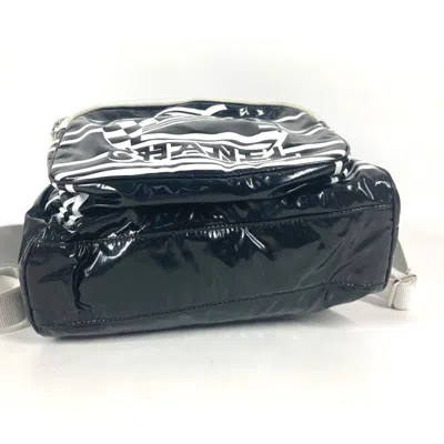 Pre-owned Chanel Black White Pvc Backpack () In Multi
