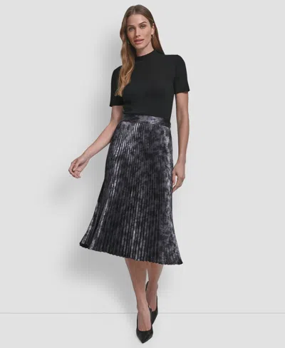 Dkny Women's Pleat Detail Midi Skirt In Black